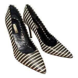 Guess Black and White Striped Stiletto Heels